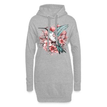 Kolibri Blumen Vogel Tier Kunst Aquarell Bunt - Hoodie-Kleid - Grau meliert - Vorne