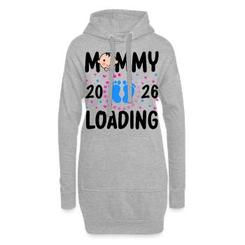 Mommy Loading 2026 Mignon Pieds de Bébé - Sweat-shirt à capuche long Femme - gris chiné - Devant