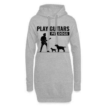 Jouer des guitares Pet Dogs Musicien Bassiste Drôle - Sweat-shirt à capuche long Femme - gris chiné - Devant