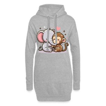 Cuddling Elephant And Monkey In Love - Hoodie-Kleid - Grau meliert - Vorne