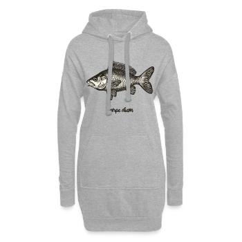 Carpe Diem - Sweat-shirt à capuche long Femme - gris chiné - Devant