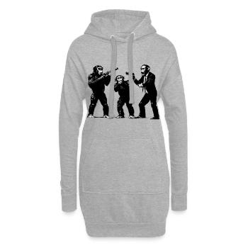 Singes avec gus - Sweat-shirt à capuche long Femme - gris chiné - Devant