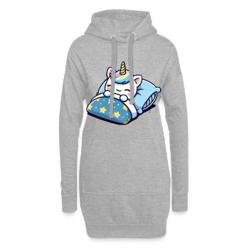Unicorn Sleeping In Bed At Night Time - Hoodie-Kleid - Grau meliert - Vorne