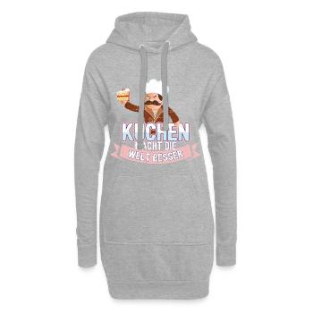 Kuchen macht die Welt besser Geschenk - Hoodie-Kleid - Grau meliert - Vorne