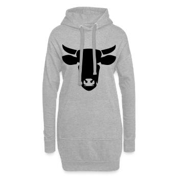 Kuh Kopf Cow Symbol - Hoodie-Kleid - Grau meliert - Vorne