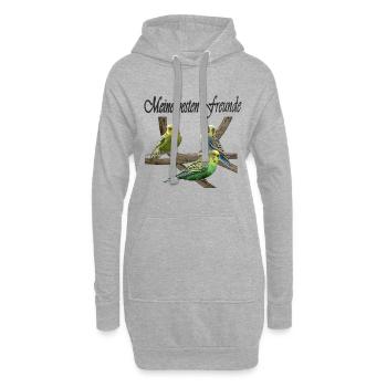 Wellensittiche - Hoodie-Kleid - Grau meliert - Vorne