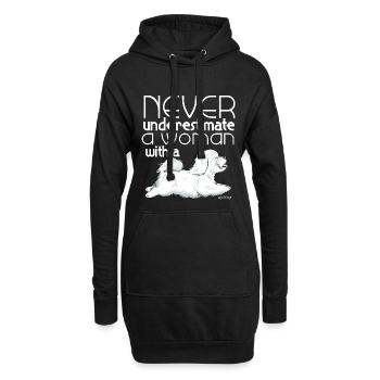 Coton De Tuléar Femme - Sweat-shirt à capuche long Femme - noir - Devant