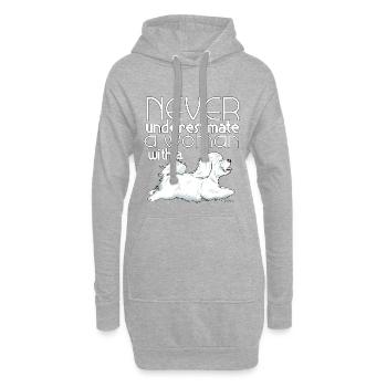 Coton De Tuléar Femme - Sweat-shirt à capuche long Femme - gris chiné - Devant