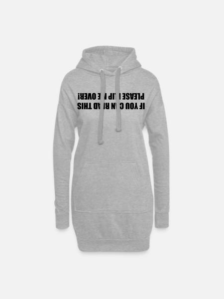 If you can read this, please turn me around # - Hoodie Dress - heather grey