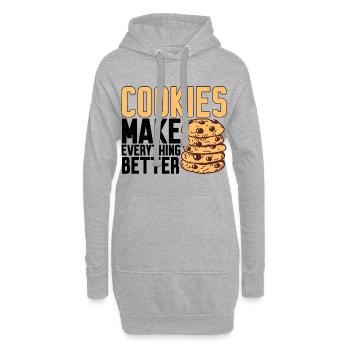 Les cookies améliorent tout 4 - Sweat-shirt à capuche long Femme - gris chiné - Devant