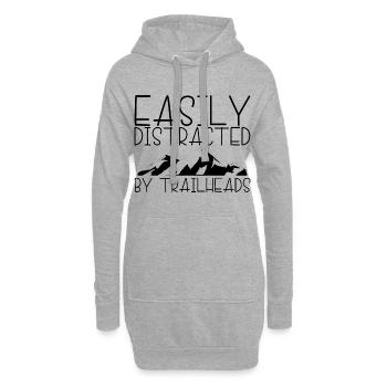 Facilement distrait par les points de départ des sentiers - Sweat-shirt à capuche long Femme - gris chiné - Devant