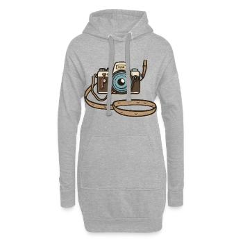 Der klassische Fotograf - Hoodie-Kleid - Grau meliert - Vorne