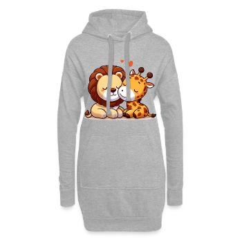 Cuddling Lion And Giraffe In Love - Hoodie-Kleid - Grau meliert - Vorne