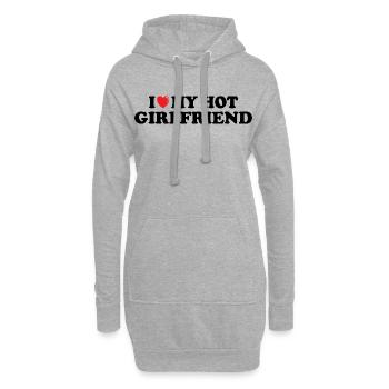I love my hot Girlfriend - Hoodie-Kleid - Grau meliert - Vorne
