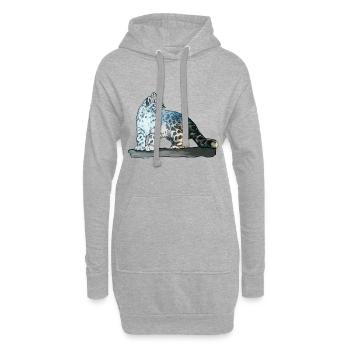 Léopard des neiges sur les rochers - Sweat-shirt à capuche long Femme - gris chiné - Devant