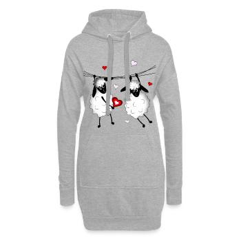 Schafe Bock Lamm Lämmer Schaf Ziege Wolle - Hoodie-Kleid - Grau meliert - Vorne