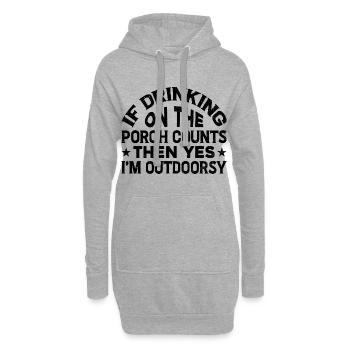 Si boire sur le porche compte, alors oui 2 - Sweat-shirt à capuche long Femme - gris chiné - Devant