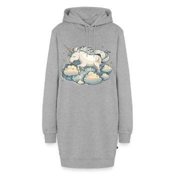 La licorne chevauchant des nuages - Sweat-shirt à capuche long Femme - gris chiné - Devant
