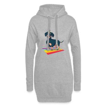 Dackel - Hoodie-Kleid - Grau meliert - Vorne