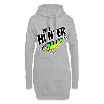 LetzterWurf - Pike Hunter - Hecht - Angeln - Hoodie-Kleid - Grau meliert - Vorne