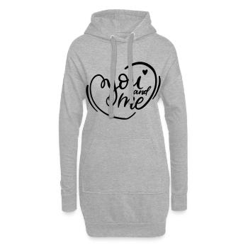 You and Me with Heart - Du und Ich mit Herz - Hoodie-Kleid - Grau meliert - Vorne