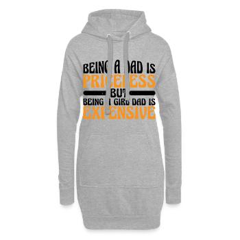 Être une fille papa coûte cher 7 - Sweat-shirt à capuche long Femme - gris chiné - Devant