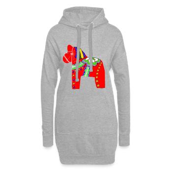 Dalapferd ou Dalahäst - Sweat-shirt à capuche long Femme - gris chiné - Devant
