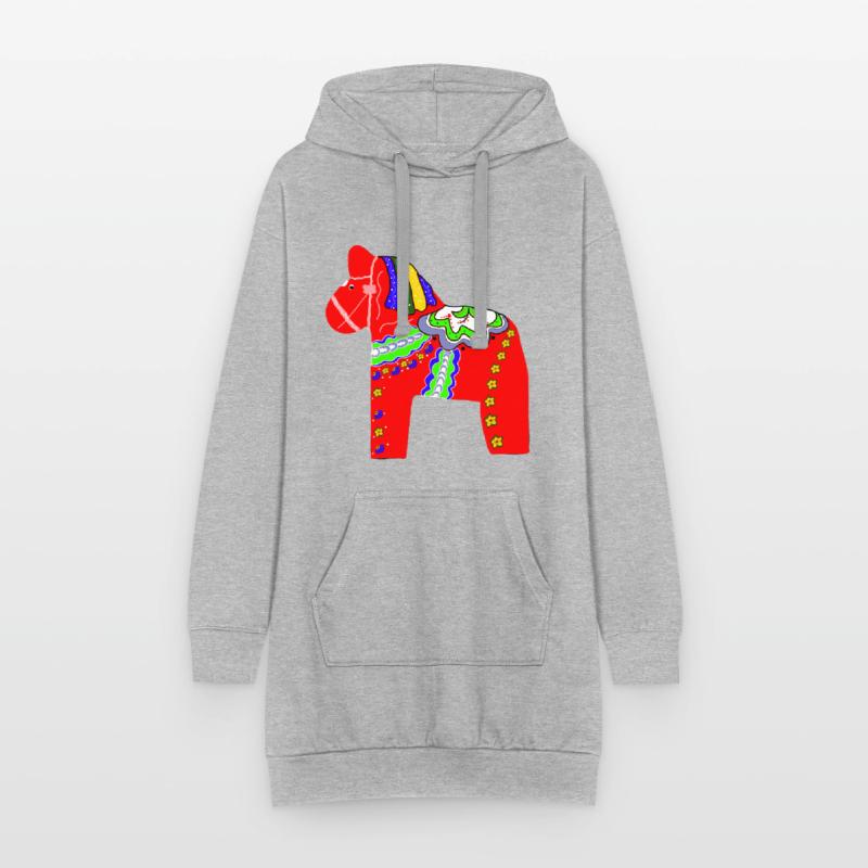 Dalapferd oder Dalahäst Hoodie-Kleid