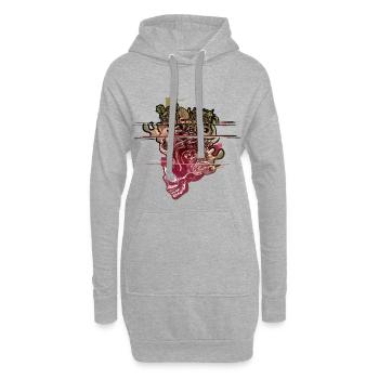 Tête de crâne soufflé Glitch - Sweat-shirt à capuche long Femme - gris chiné - Devant