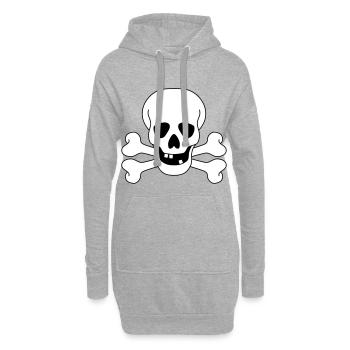 Totenkopf - Hoodie-Kleid - Grau meliert - Vorne