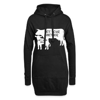 Lait de vache végétalien - Sweat-shirt à capuche long Femme - noir - Devant