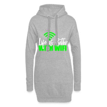 Wifi Wifi Informaticien Programmeur Geek Cadeau - Sweat-shirt à capuche long Femme - gris chiné - Devant