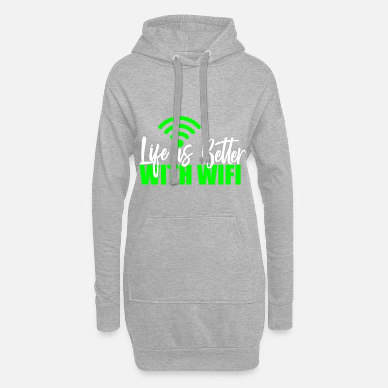 Wlan Wifi Informatiker Programmierer Geek Geschenk - Hoodie-Kleid - Grau meliert