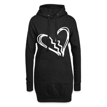 Gebrochenes Herz - Hoodie-Kleid - Schwarz - Vorne