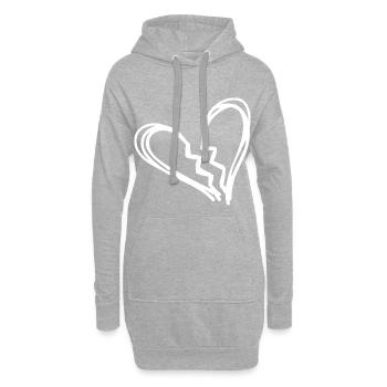 Gebrochenes Herz - Hoodie-Kleid - Grau meliert - Vorne