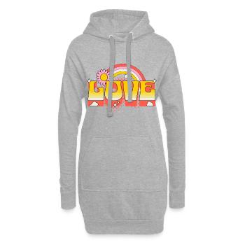 Amour Écriture Fleur Arc-en-ciel Nuages Art - Sweat-shirt à capuche long Femme - gris chiné - Devant