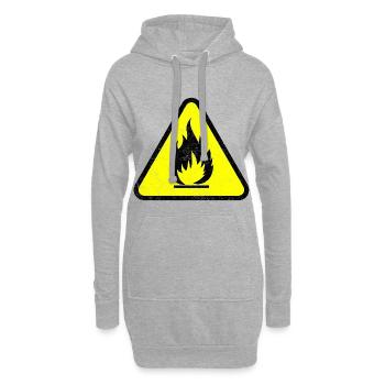 Warning Fire Open flame Flammable Danger - Hoodie Dress - heather grey - Front
