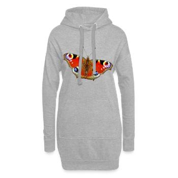 Papillon Papillon Paon - Sweat-shirt à capuche long Femme - gris chiné - Devant