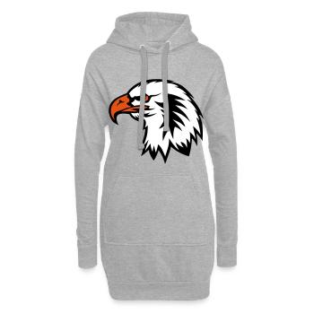 Adlerkopf-Zeichnungsgesichtkarikatur 702 - Hoodie-Kleid - Grau meliert - Vorne