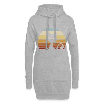Grumpy Retro Cat Vintage Sunset Silhouette - Hoodie Dress - heather grey - Front