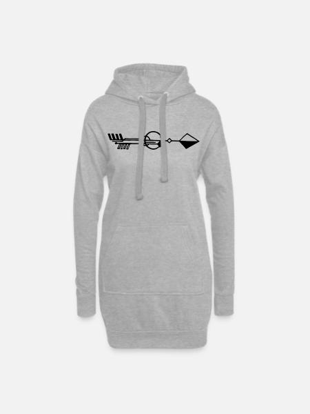 Seltsamer schwarzer Pfeil - Hoodie-Kleid - Grau meliert