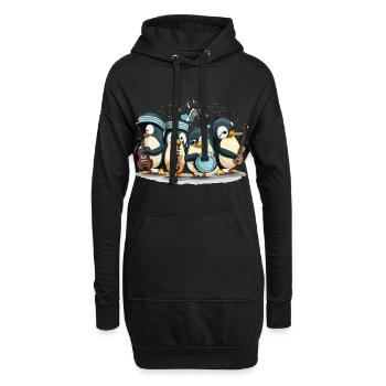 La bande des pingouins - Sweat-shirt à capuche long Femme - noir - Devant
