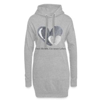 Zwei Herzen, ein Anfang voller Liebe - Hoodie-Kleid - Grau meliert - Vorne