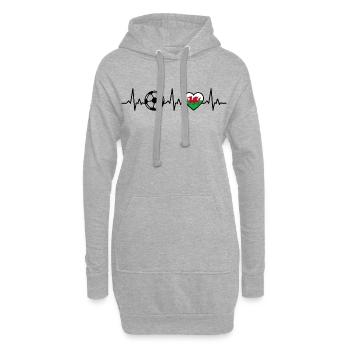 Football du Pays de Galles Heartbeat - Sweat-shirt à capuche long Femme - gris chiné - Devant