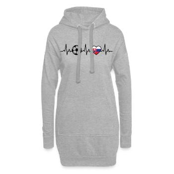 Slovaquie Football Heartbeat Slovaquie - Sweat-shirt à capuche long Femme - gris chiné - Devant