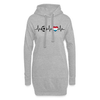 Luxembourg Football Heartbeat Luxembourg - Sweat-shirt à capuche long Femme - gris chiné - Devant