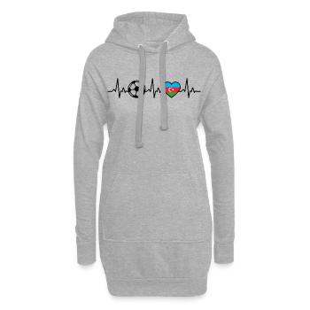Battement de cœur du football Azerbaïdjan Azerbaïdjan - Sweat-shirt à capuche long Femme - gris chiné - Devant