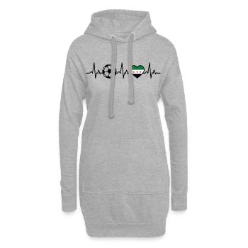 Syrien Fußball Herzschlag Syrien - Hoodie-Kleid - Grau meliert - Vorne