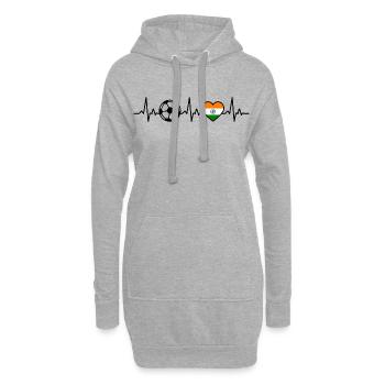 Football Inde Heartbeat Inde - Sweat-shirt à capuche long Femme - gris chiné - Devant