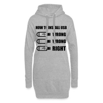 How To Install Usb - Hoodie-Kleid - Grau meliert - Vorne
